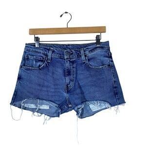 Levi's 527 Distressed Cut Off Jean Shorts Medium Wash Denim Daisy Dukes Size 32